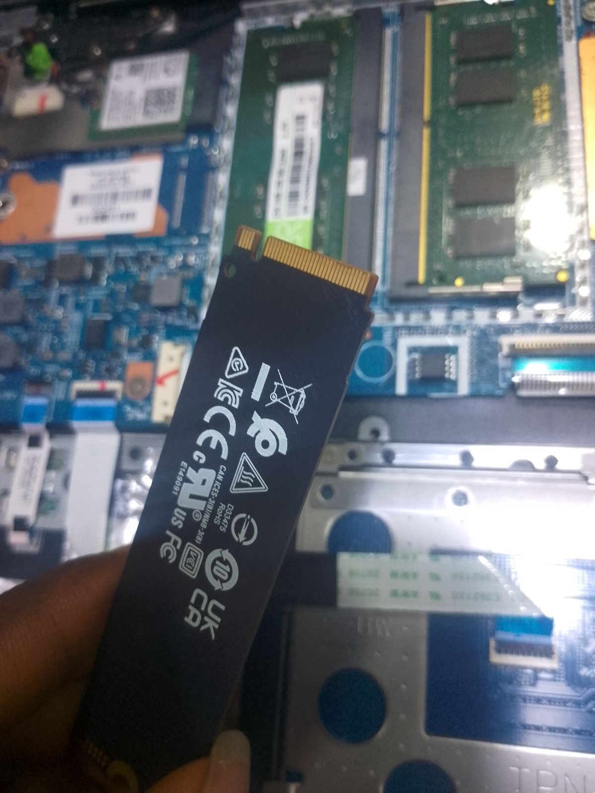 NVMe M.2 SSD installation on a laptop